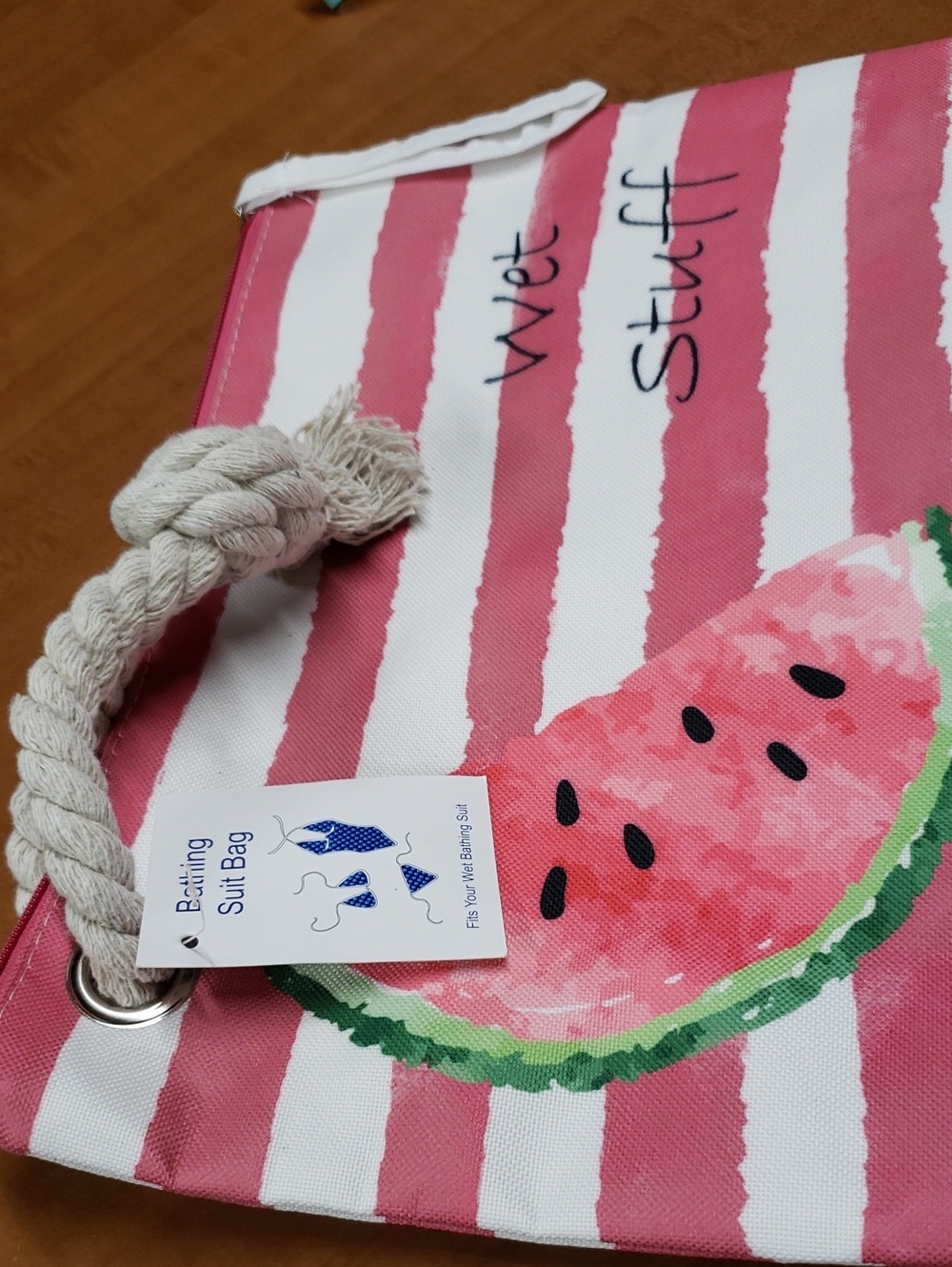 Striped Wet Bag Tote with Rope Handle